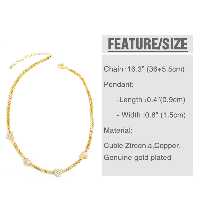 hip hop heart metal necklace