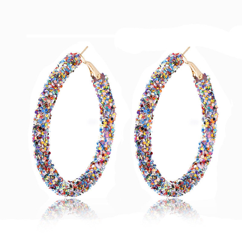 1 Pair Quantity Daily Occasion 1 Pair Streetwear Sequins Plating Metal Hoop Earrings