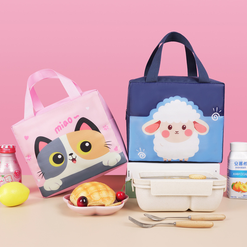日系卡通手提包新款可爱学生带餐饭盒袋上班族便携保鲜保温便当包