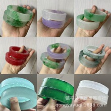 高冰手镯毛胚展示玉镯石英岩玉飘花玉镯子阳绿色手镯毛坯毛料批发