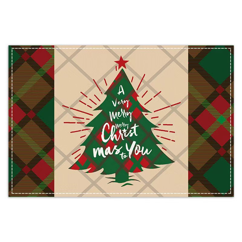 Transfronterizo temu explosión de Navidad invierno árbol de Navidad muñeco de nieve lino estampado conjunto de lino estampado