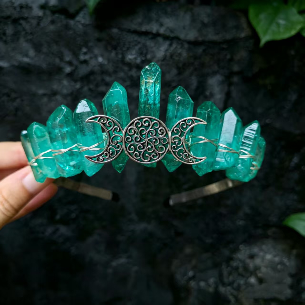 Diadema de Corona de Cristal 11 Hilos de Plata de Cristal para Fiestas