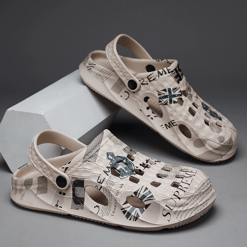 Туфли с дырками, мужские летние новые пляжные сандалии Баотоу, верхняя одежда, Нескользящие персонализированные камуфляжные тапочки на толстой подошве