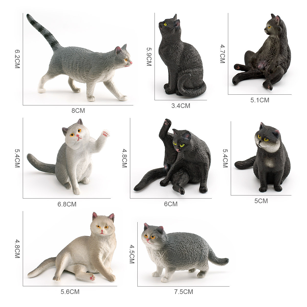 Transfronterizos niños mini simulación de mascotas modelo de gato gato graso gato de pelo corto británico gato naranja gato pastoral adornos estáticos