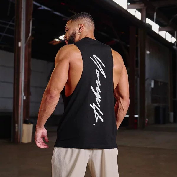 YOUNGLA Men's Vest Sports Fitness Cotton Round Neck Sleeveless T-Shirt Tank Top Basketball Training Stretch Top