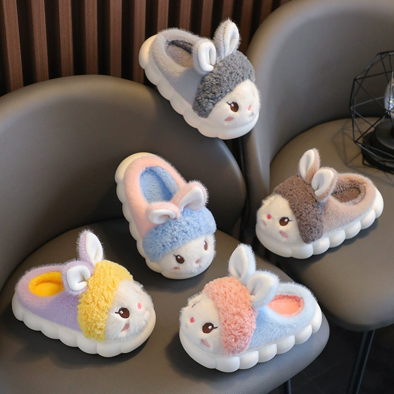Детские хлопчатобумажные тапочки зимний бархат утолщенный теплый мягкий фон нескользящий домашний мультфильм милые мужские и женские детские детские туфли