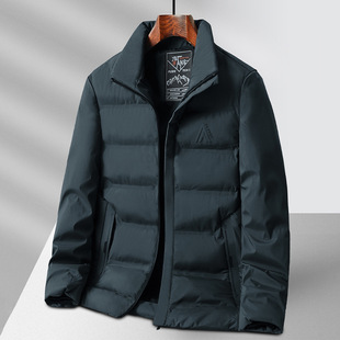 Customized Logo2024 Winter Middle-Aged and Elderly Men's Short Cotton Coat Stand Collar Lightweight Cotton Coat Dad's Cold-Proof Cotton Jacket