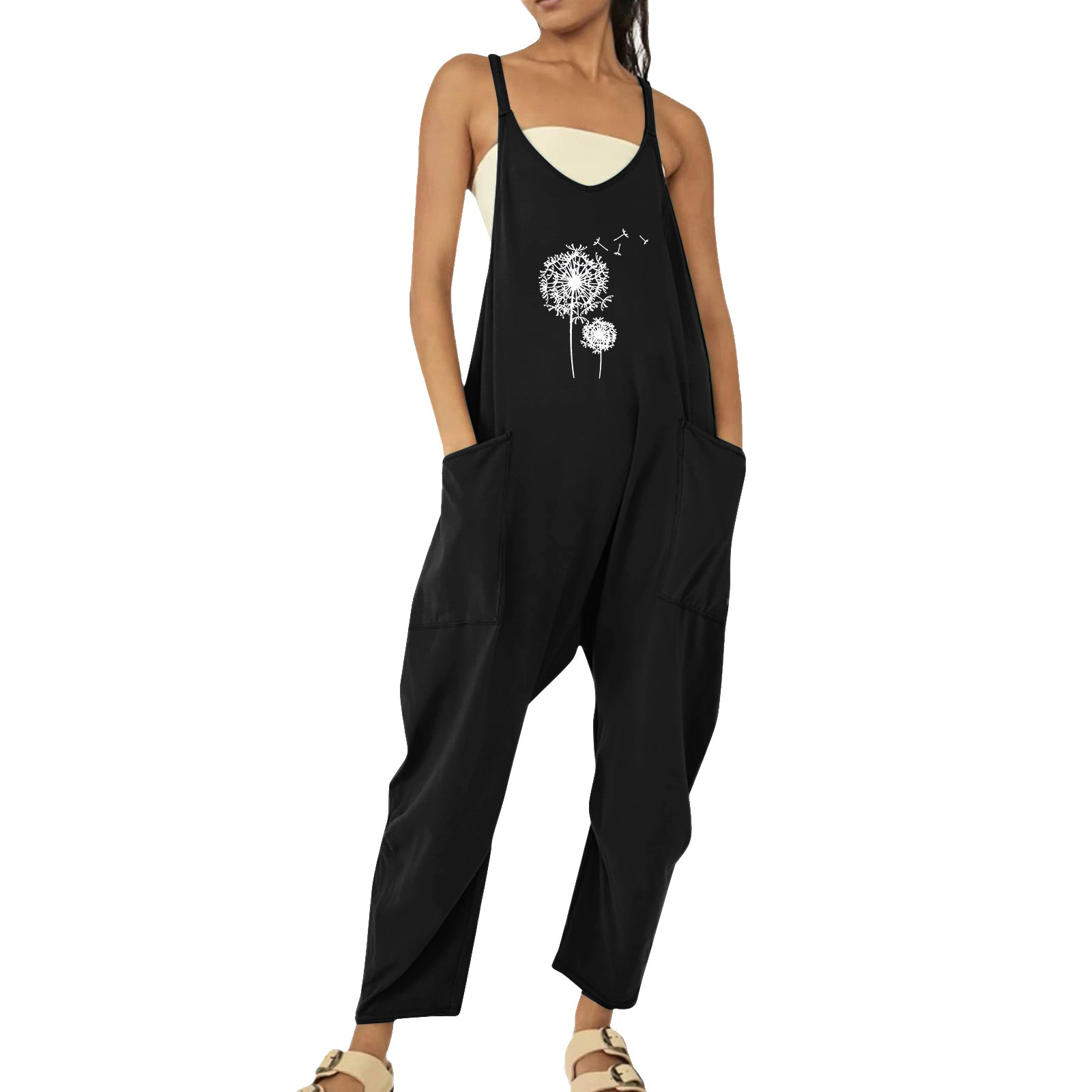 Ropa de mujer europea y americana 2024 verano nuevo estilo Amazon casual bolsillo tirantes de punto pantalones de una pieza pantalones con tirantes mujeres image 26