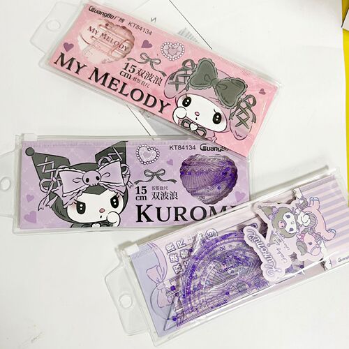 Four-piece ruler set Sanrio Kurome Melody ruler set student stationery drawing ruler ruler triangle ruler