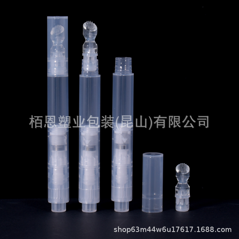 厂家直销3ML按压笔透明齿刷硅胶刷头宠物牙刷头皮上药器3ML分装笔