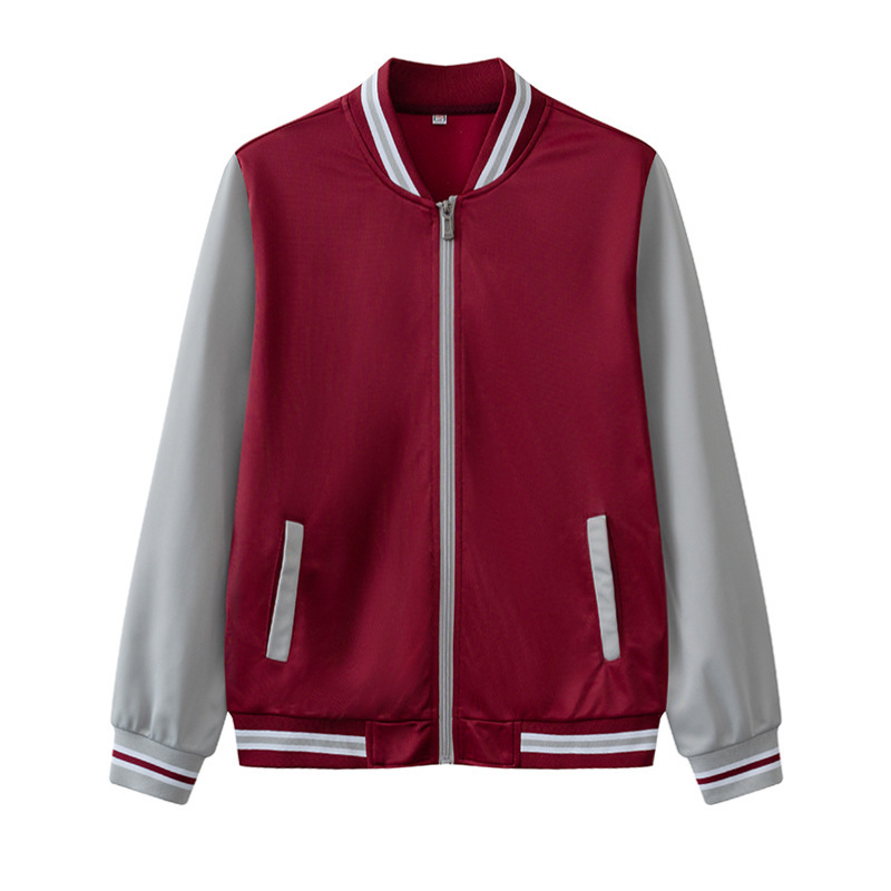 春秋季中小学生校服套装三件套初中生高中蓝白运动服酒红外套上衣|undefined