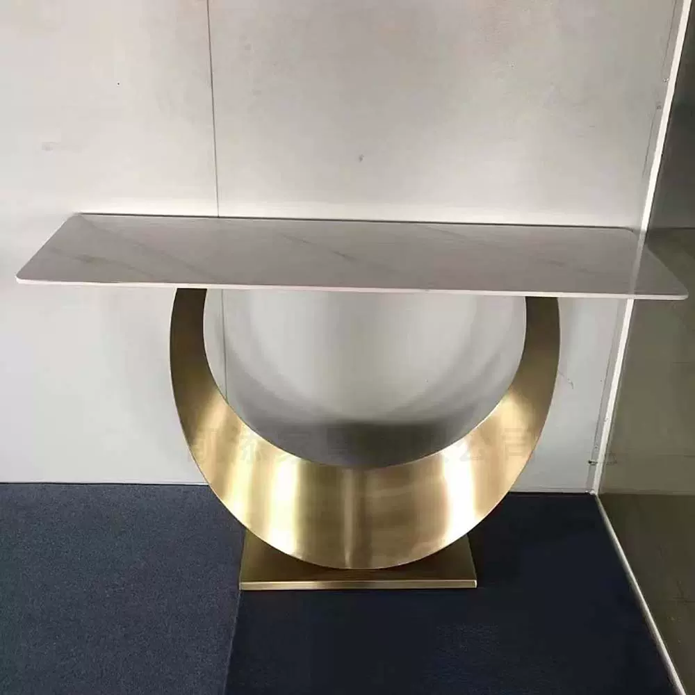 岩板入户玄关台现代简约条案进门玄关极窄不锈钢桌子家居靠墙收纳