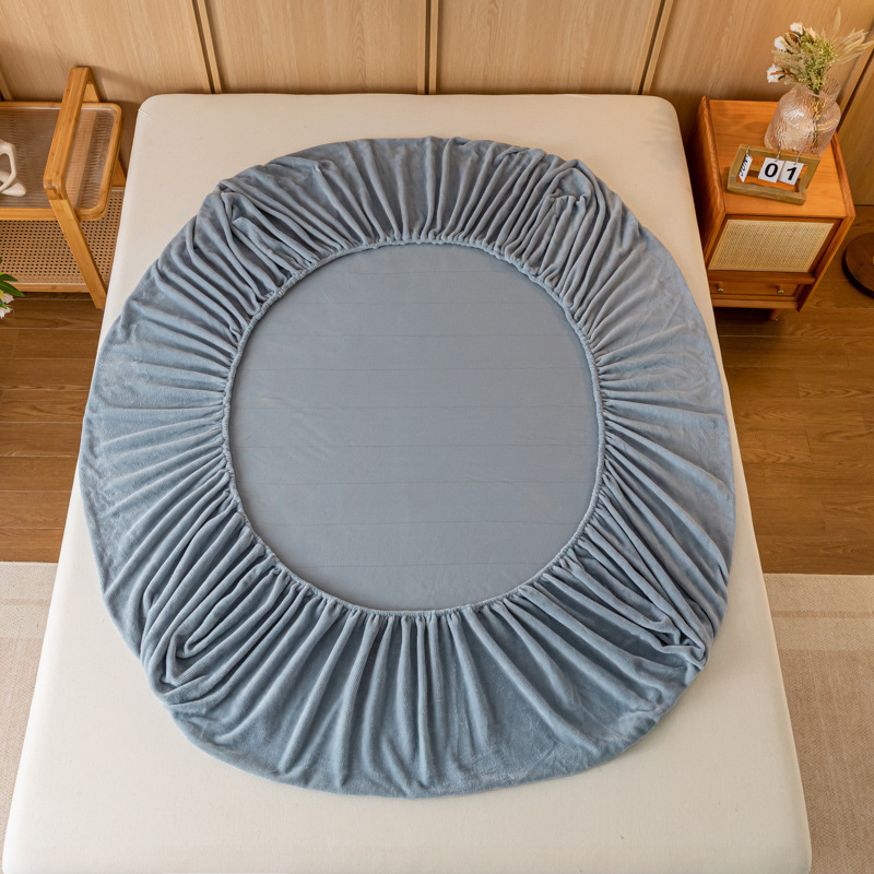 New milk velvet fitted sheet single product solid color bedspread mattress protector coral velvet milk velvet fitted sheet single piece wholesale