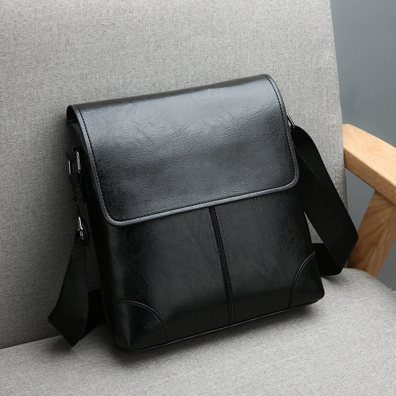 Foreign Trade Shoulder Bag Pu Men's Briefcase New Style Business Youth Crossbody Bag Vertical Square Bag Cross-Border Source Factory