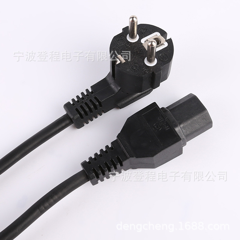欧式二孔圆插头欧规三芯电源线一圆品字头尾插供电线厂家供应现货