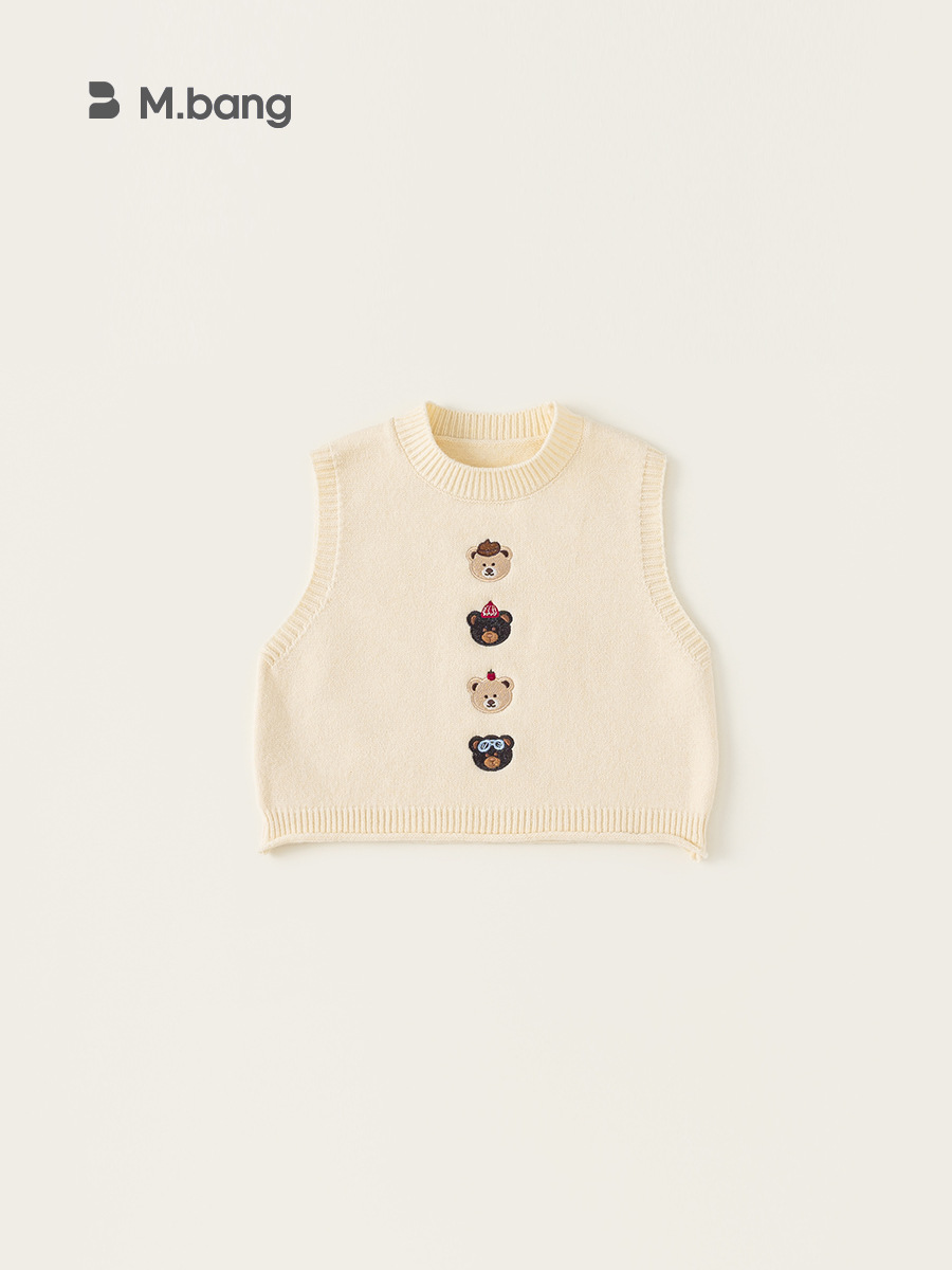 Bangchoan ropa para niños chaleco de otoño 2025 oso de dibujos animados chaleco de punto para niños suéter clip de caballo ropa de niñas
