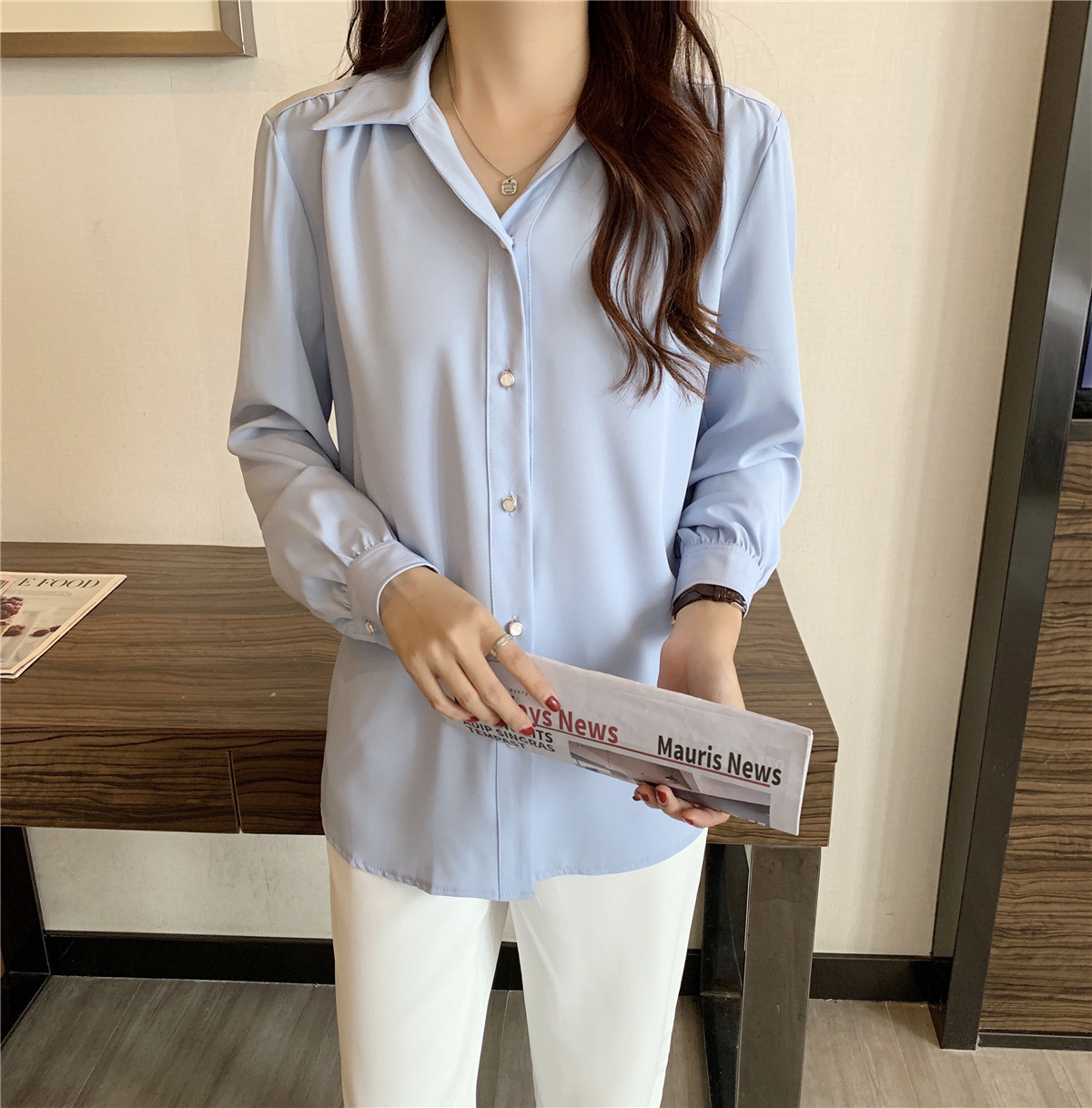 loose drape long-sleeved shirt Nihaostyles wholesale clothing vendor NSFYF76642