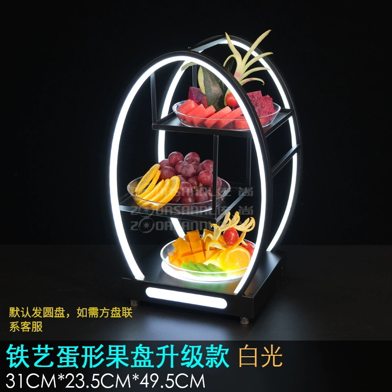 Plato de Frutas Luminoso en Forma de Huevo de Tres Niveles, Creativo, con LED Recargable, de Hierro, para KTV image 7