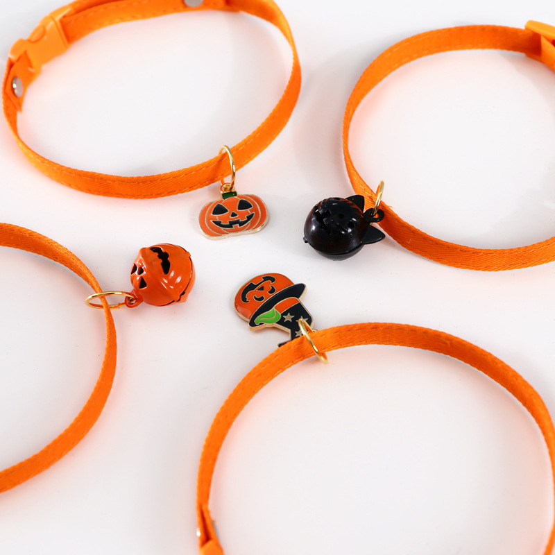 Mascotas Halloween calabaza fantasma campana ajustable perro gato conejo colgante accesorios collar