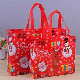 圣诞老人无纺布覆膜环保袋购物袋卡通图案圣诞礼品袋