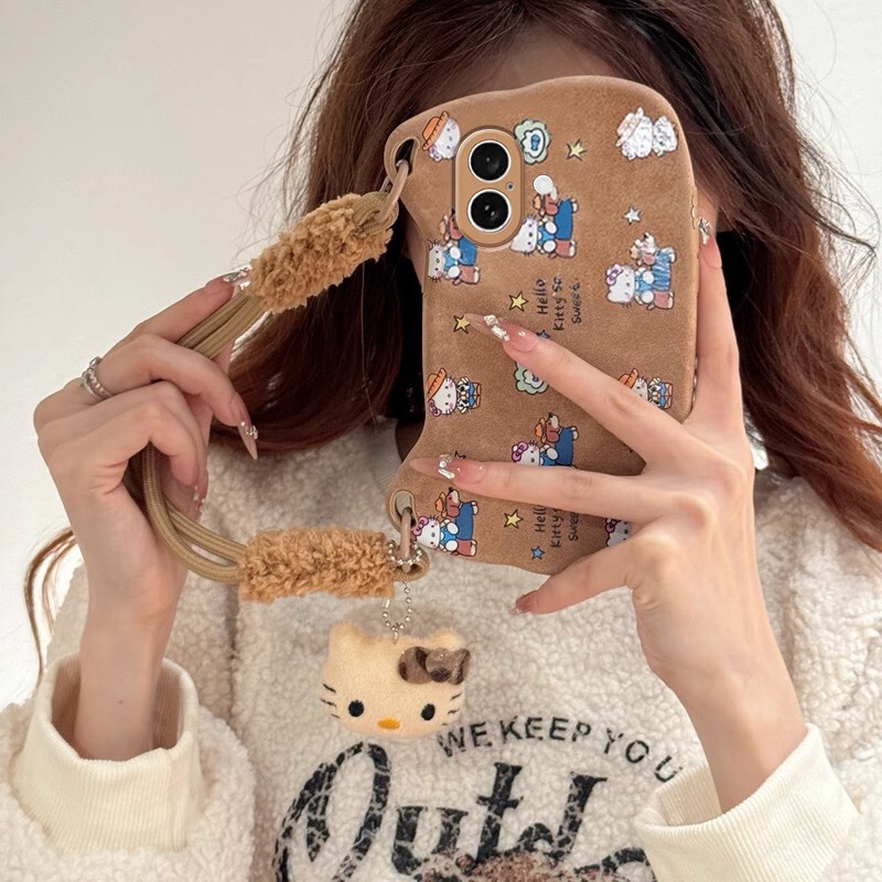 Hello Kitty for Apple 16promax Mobile Phone Case Imitation Leather Cute Huawei Mate 70 Drop-resistant Waterproof Protective Shell