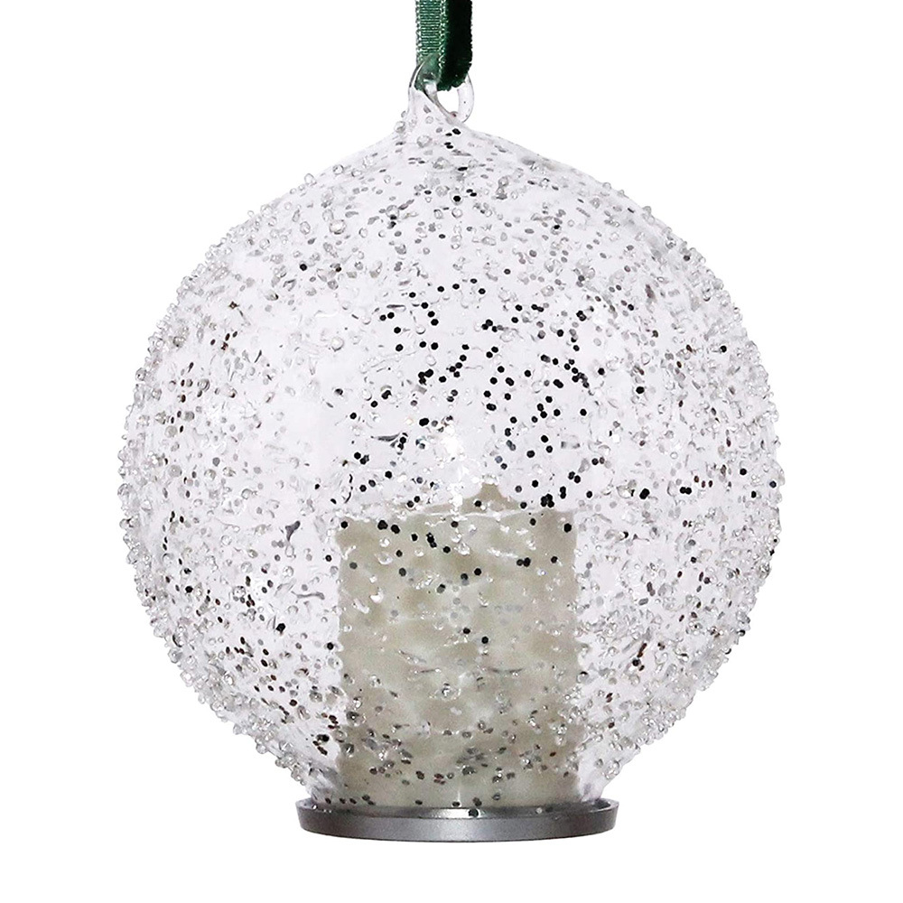 发光Led蜡烛装饰玻璃装饰圣诞工艺品透明圣诞玻璃球罩挂件