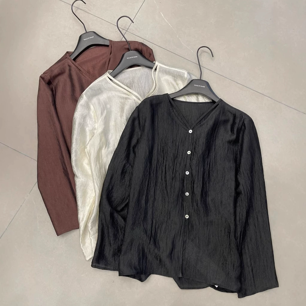 Элегантная рубашка для отдыха, V-образный вырез, oversize