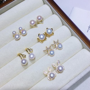 Purple Moon Star Snow Doll Rabbit Series tian Ran Freshwater Pearl Earrings Simple Small All-match Earrings Earrings