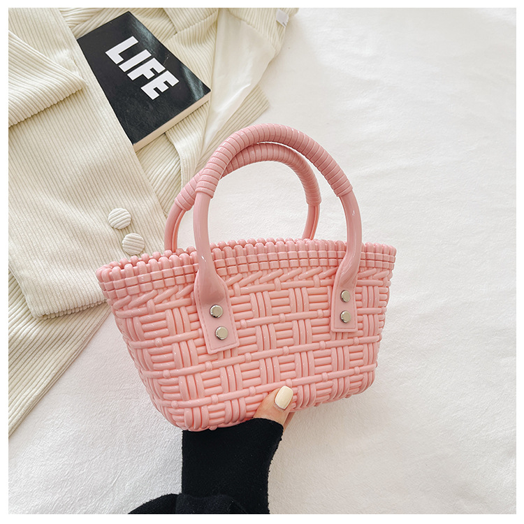 2025 New trendy and versatile crossbody mini vegetable basket jelly bag, fashionable hand-held woven bag, mini tote women's bag undefined