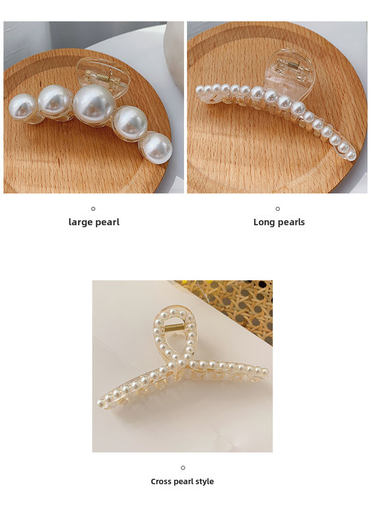 Perlen-Haarspange für den Hinterkopf, Bade-Greif-Clip, groß, koreanischer, eleganter Hai-Clip, Haargreifer, Haarnadel-Clip, Kopfbedeckung_voghion.com