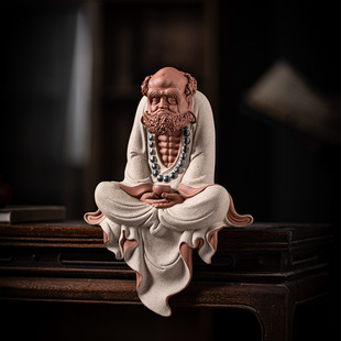 Boutique Zisha Dharma Tea Pet Decoration Chinese Zen Character Tea Play Home Living Room Tea Room Tea Table Decoration