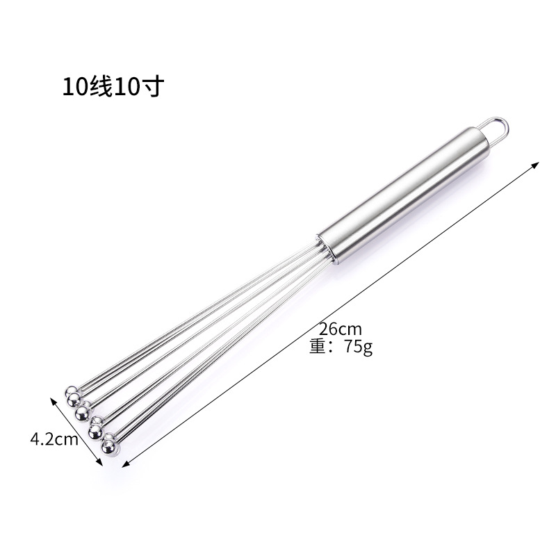 10-pulgadas de 12 pulgadas de acero inoxidable Bola de huevo batidor de mano de acero Bola de huevo dispensador de crema de cocina herramienta para hornear