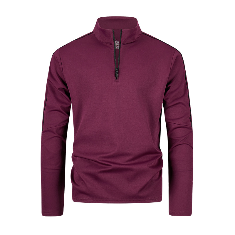 New autumn men's stand-up collar sweatshirt, casual sports wear for middle-aged and elderly, running and fitness clothing in khaki green