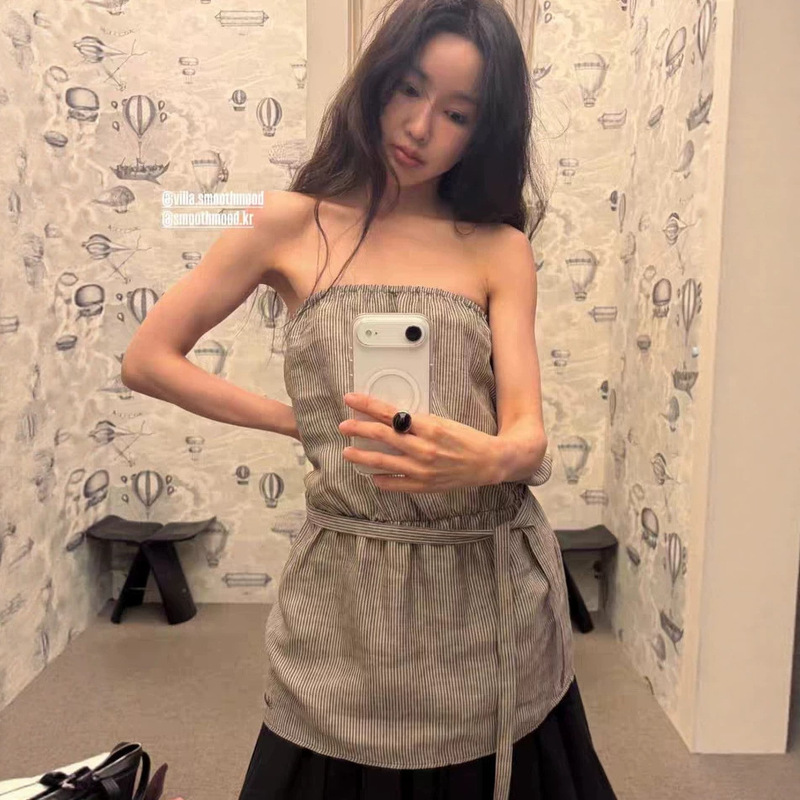 Mona Xh Korean Style Lee Jin-Hwa Same Style Two-Way Tie Strap Tube Dress Dongdaemun New Summer Half Skirt Mona Xh Korean Style Lee Jin-Hwa Same Style Two-Way Tie Strap Tube Dress Dongdaemun New Summer Half Skirt