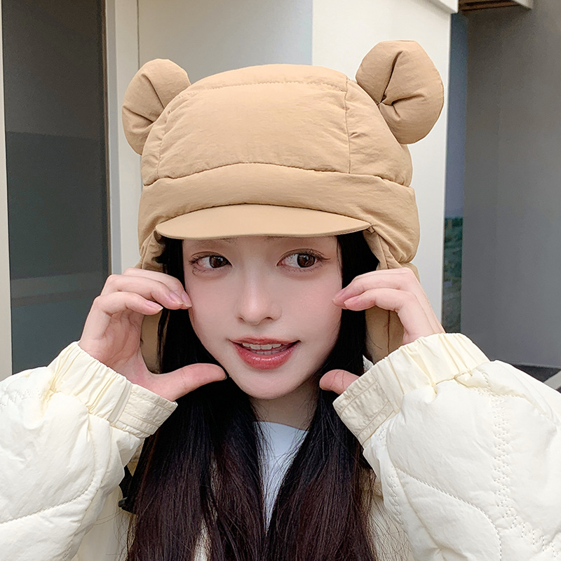 轻量化羽绒棉帽女冬季防风护耳保暖户外运动骑车包头帽滑雪雷锋帽