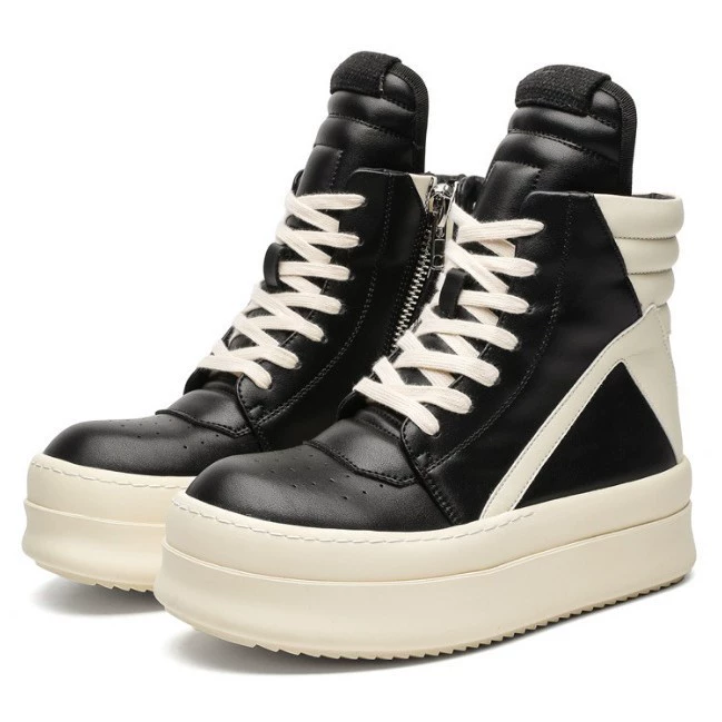 2024 осень и зима новые продукты перевернутые треугольники черно-белые высокие ботинки пары сапоги простые и удобные толстые подошвы для отдыха