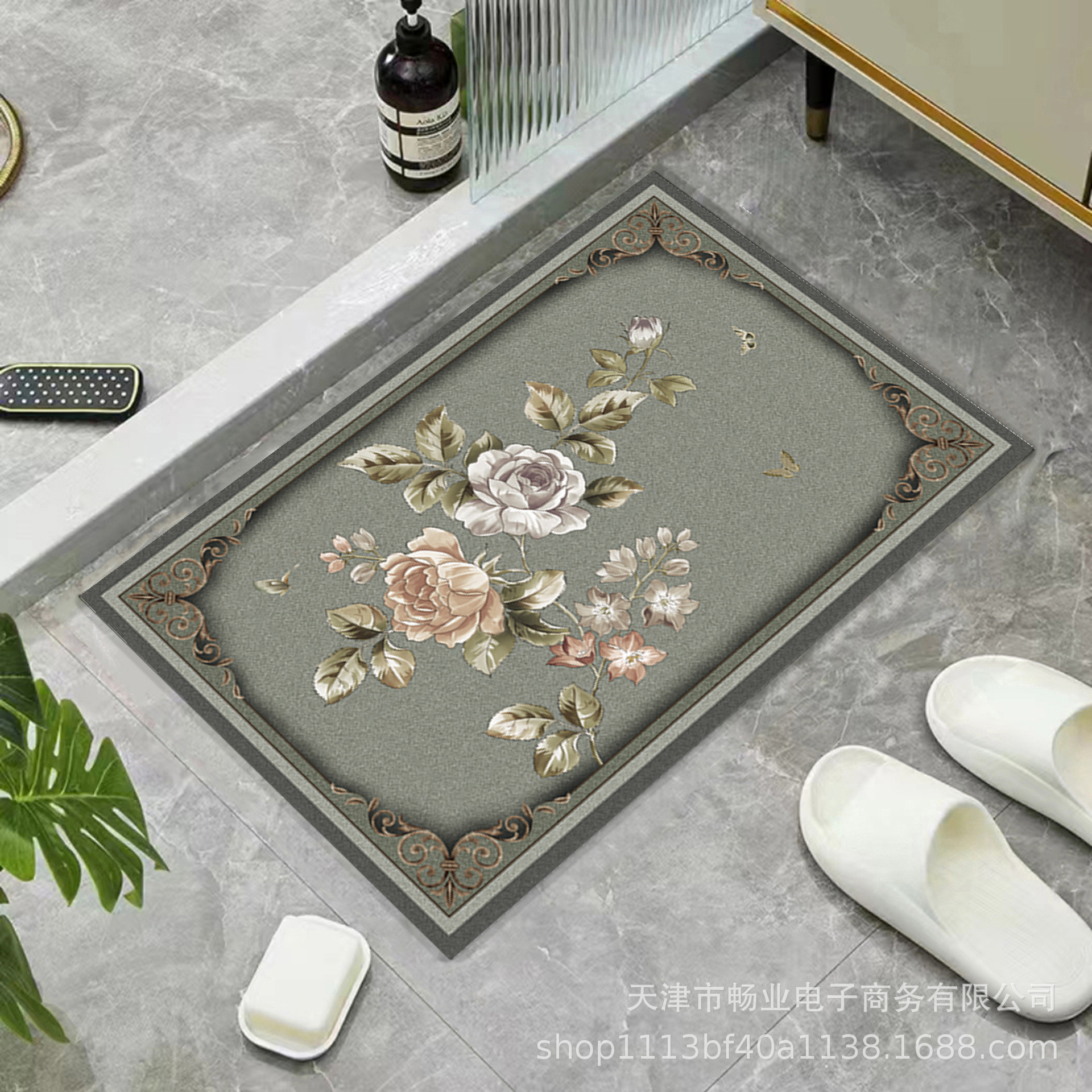 Bathroom Floor Mat, Diatomaceous Earth Anti-Slip Quick-Drying Foot Mat for Bathroom and Toilet Entrance, Modern and Simple