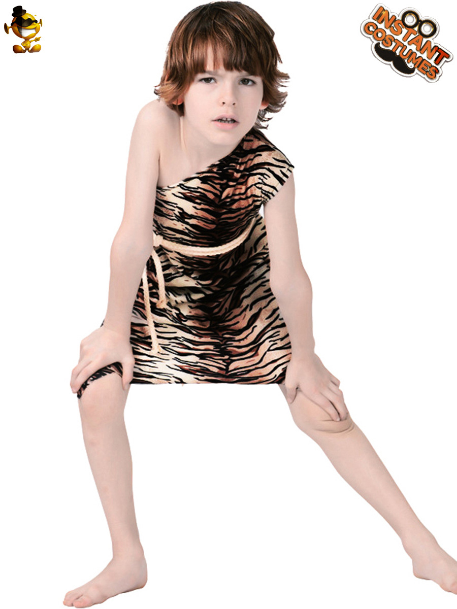Niño pequeño hombre primitivo salvaje mascarada etapa traje fiesta traje Halloween Cosplay traje
