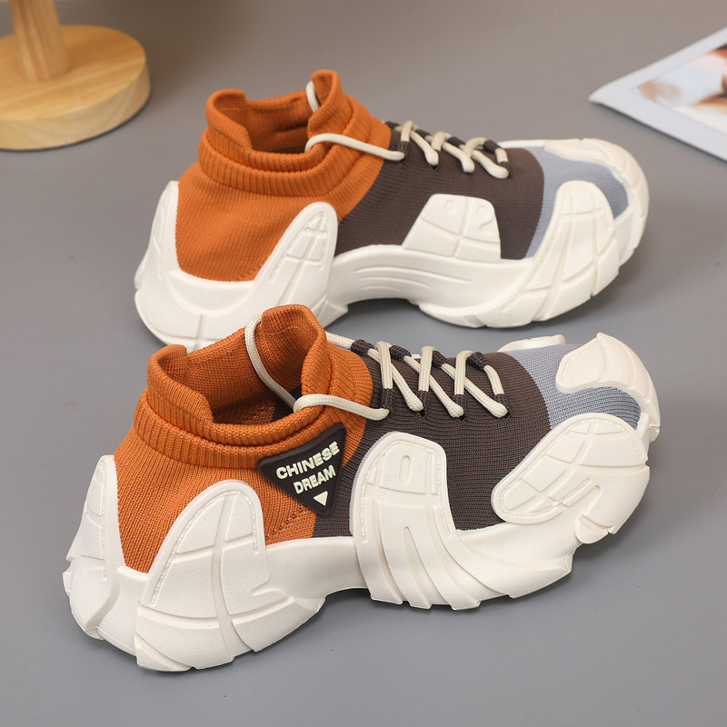 Cross-Border Men's Shoes New Thick-Soled Lightweight Fly-Knit Socks Casual Shoes Youth Fashion Couple Sports Shoes Cross-Border Men's Shoes New Thick-Soled Lightweight Fly-Knit Socks Casual Shoes Youth Fashion Couple Sports Shoes