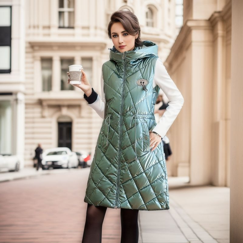 Women's Clothing shiny cotton vest mid length women's winter wear_voghion.com