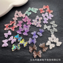 爆款荧光蝴蝶结美甲饰品立体冰透领结美甲配饰批发diy饰品配件