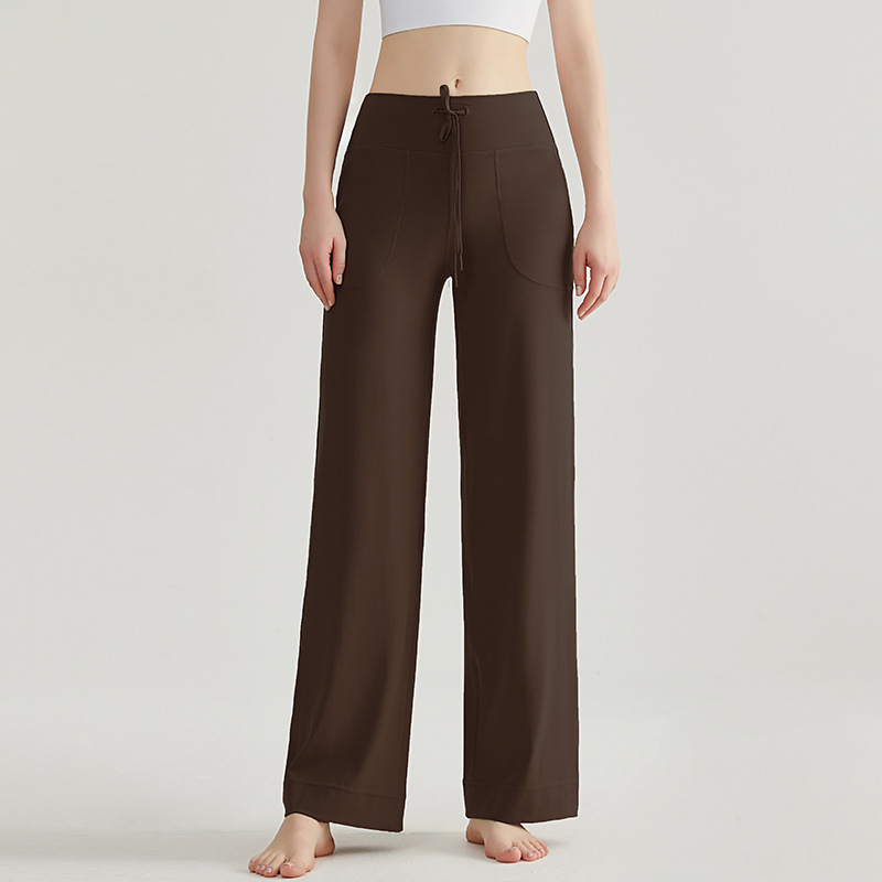 LAHN moda micropantalones pantalones de mujer de nueve puntos de alta sensación casual relajado recto de cintura alta delgada pantalones deportivos de piernas anchas image 8