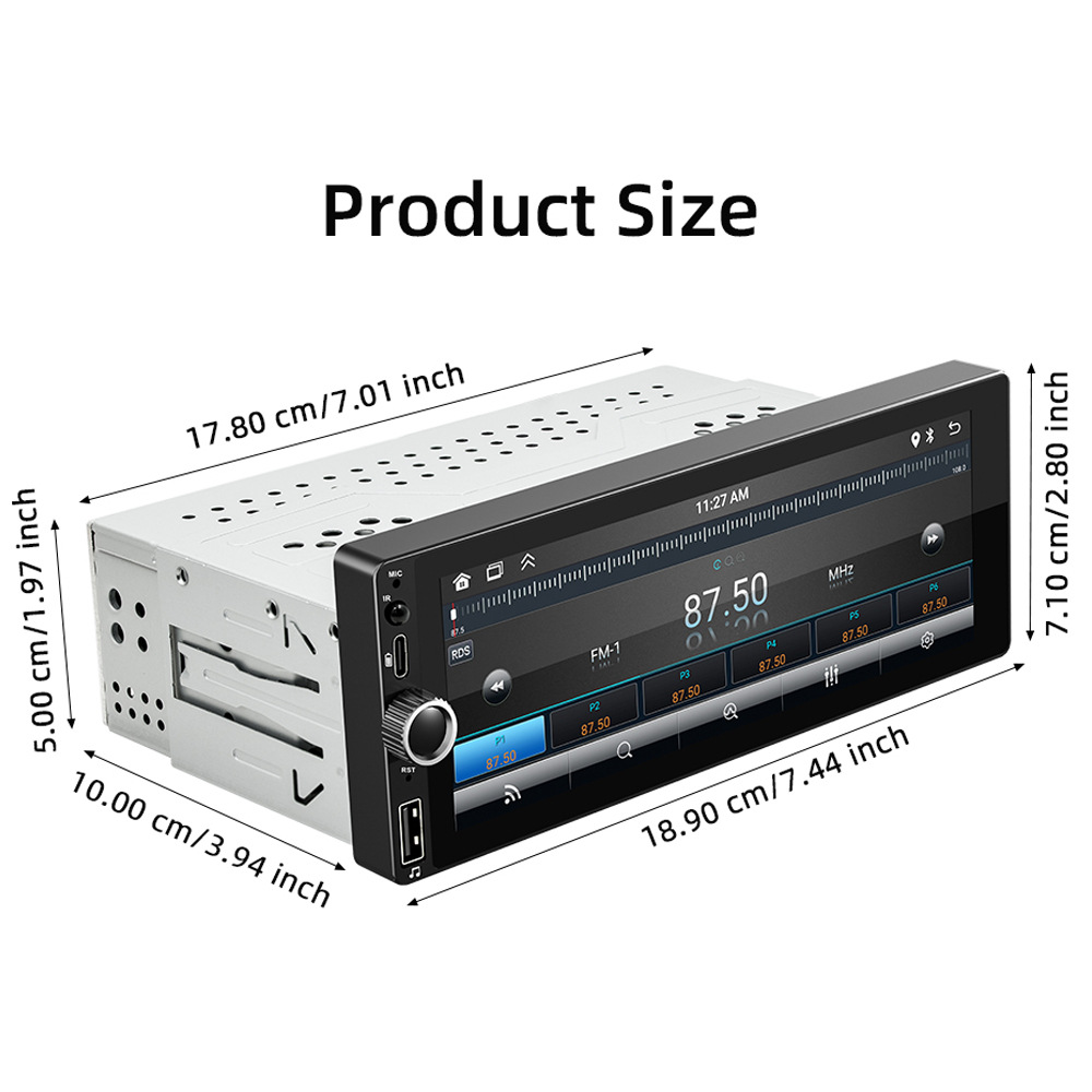 6.86 inch single ingot apple wireless CarPlay car MP5 player IPS screen car FM radio 12V