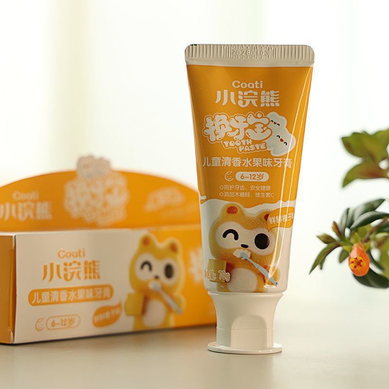 Wholesale Little Raccoon Children's Olafluor Toothpaste 70g Crystal Strawberry Orange Flavor for 3-12 Year Old Kids Brushing Their Teeth