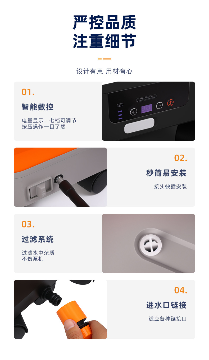 Amazon's Popular Wireless Folding High-Pressure Car Wash Gun, Car Wash Machine, Cleaning Tool with Water Bucket, Cross-Border Product