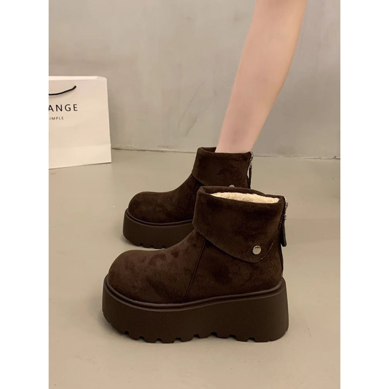 [Good Quality and Price, Small Height-Increasing Birkenstock Thick-Soled Snow Boots for Women 2025 New Winter Fleece-Lined Warm Cotton Shoes