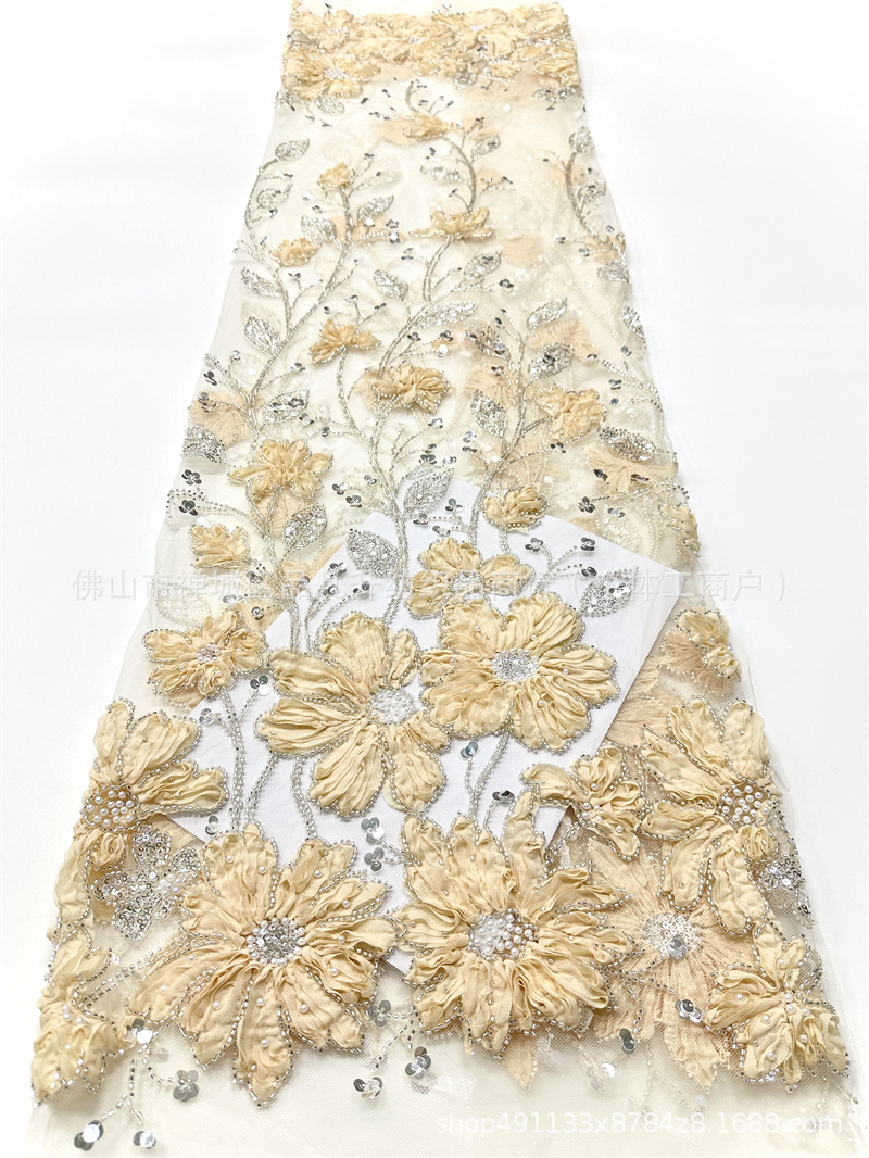 Moda industria pesada Gaoding vestido de boda vestido de cena cheongsam tela tridimensional tablero de chiffon tela bordada