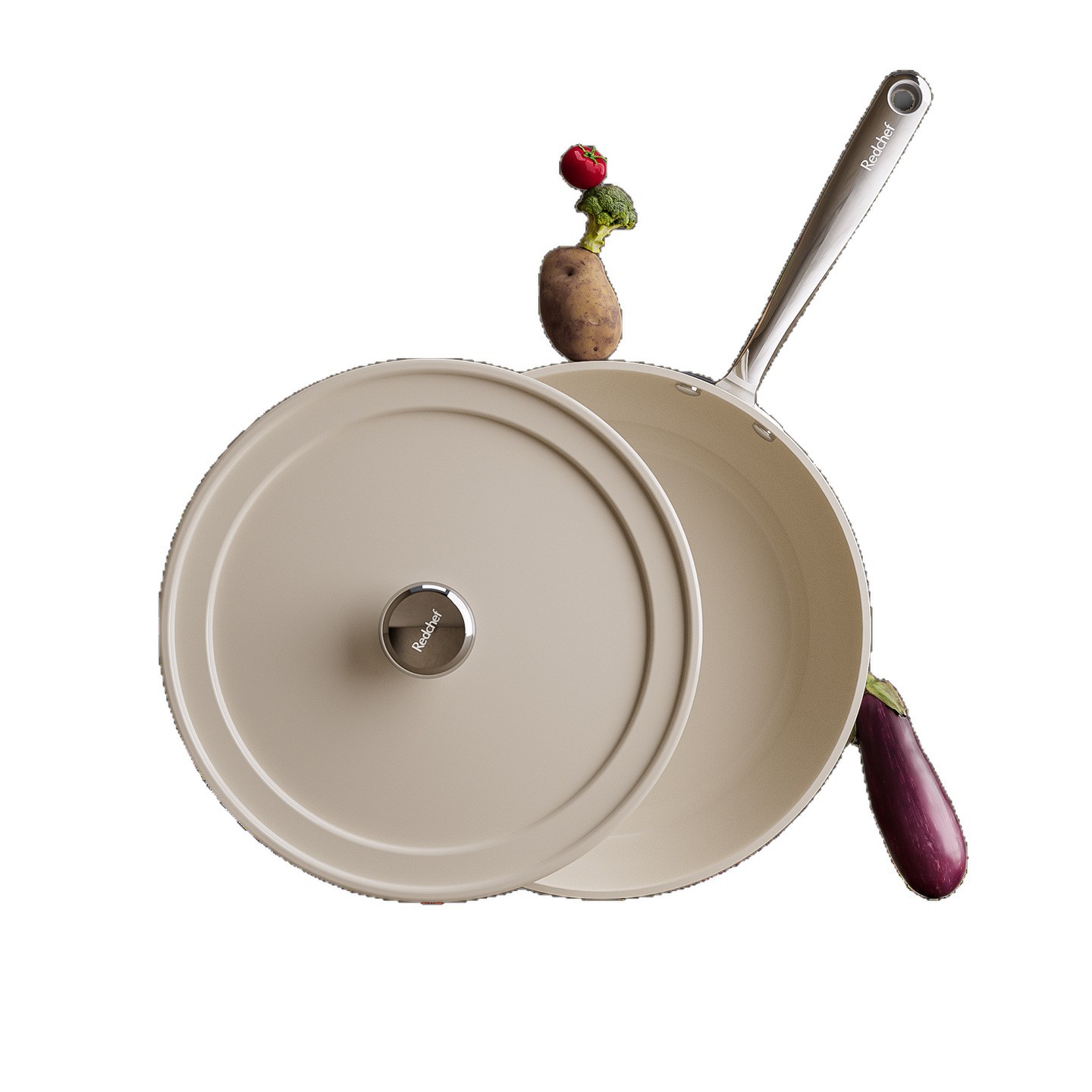 Redchef cocina roja profunda salsa frita cerámica antiadherente salsa de verduras fritas casera salsa de filete de fondo plano salsa frita