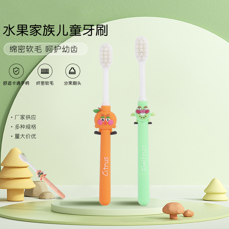 Manufacturer Supplies New Cartoon Fruit Kidsren's Soft-Bristled Toothbrush 6-12 Years Old Kidsren's Gum Protection and Tooth Protection Household Toothbrush