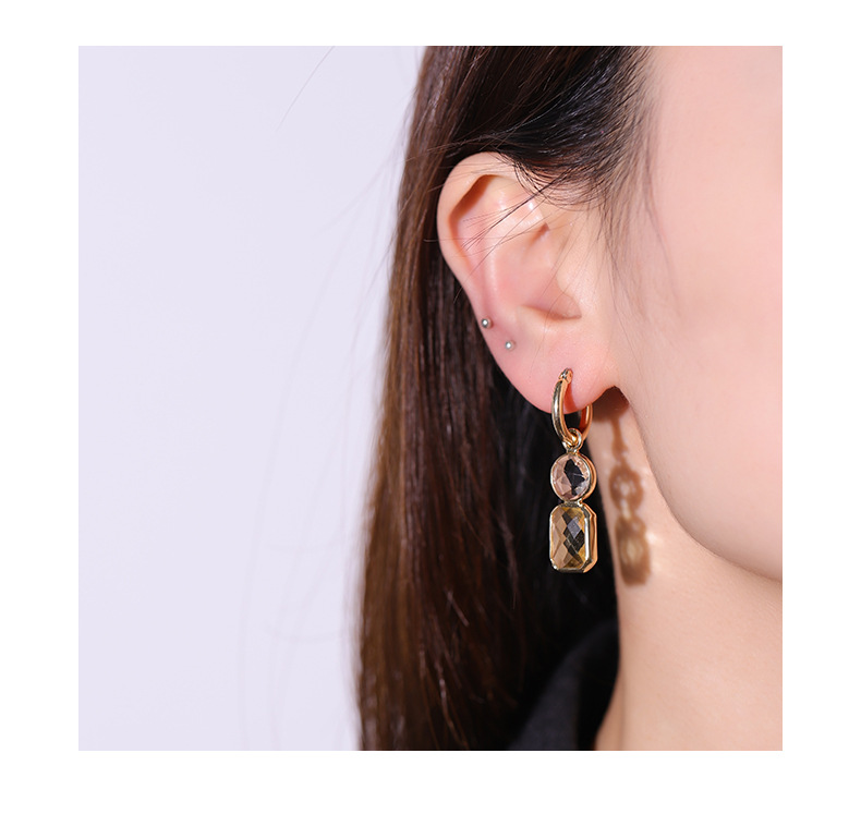 Fashion Square Water Droplets Copper Inlay Artificial Diamond Drop Earrings 1 Pair display picture 3